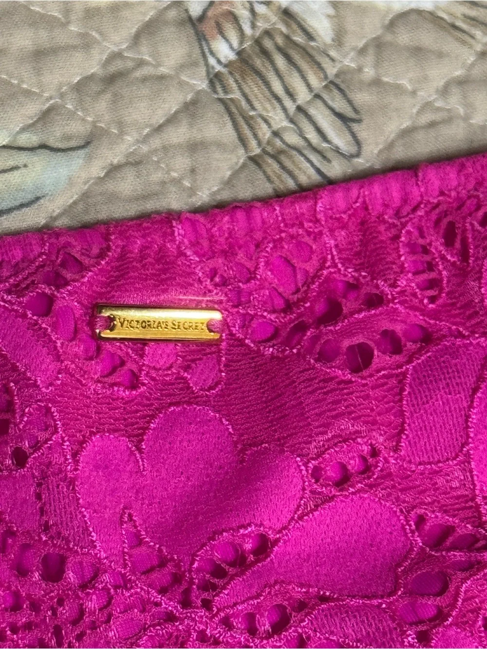 Victoria's Secret Hot Pink Lace Bikini Panty with Strappy Sides